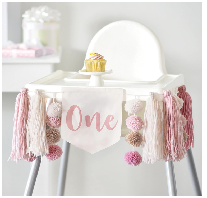 High chair decoration one pink